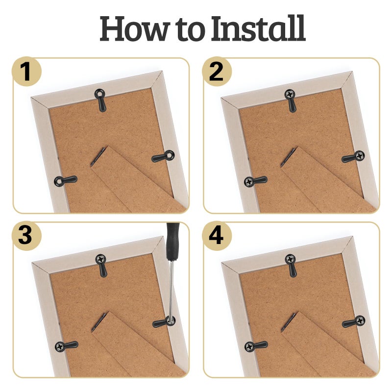 PinCute Picture Frame Turn Button Fasteners Set, 100 PCS Picture Frame Backing Clips Photo Frame Hardware Clips with 100 Pieces Screws for Hanging Pictures, Photos, Drawing by PinCute (Black) - Image 5